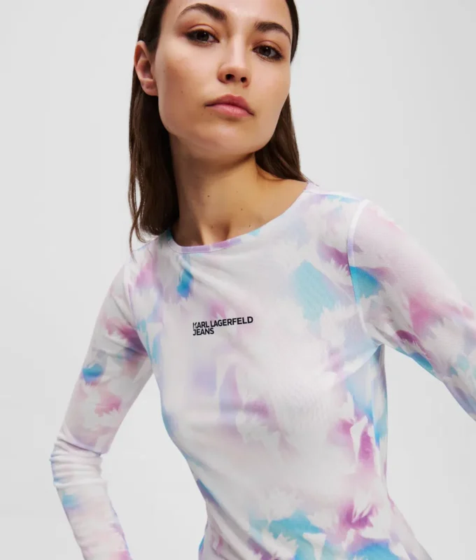 CAMISETA DE MALLA CON ESTAMPADO FLORAL