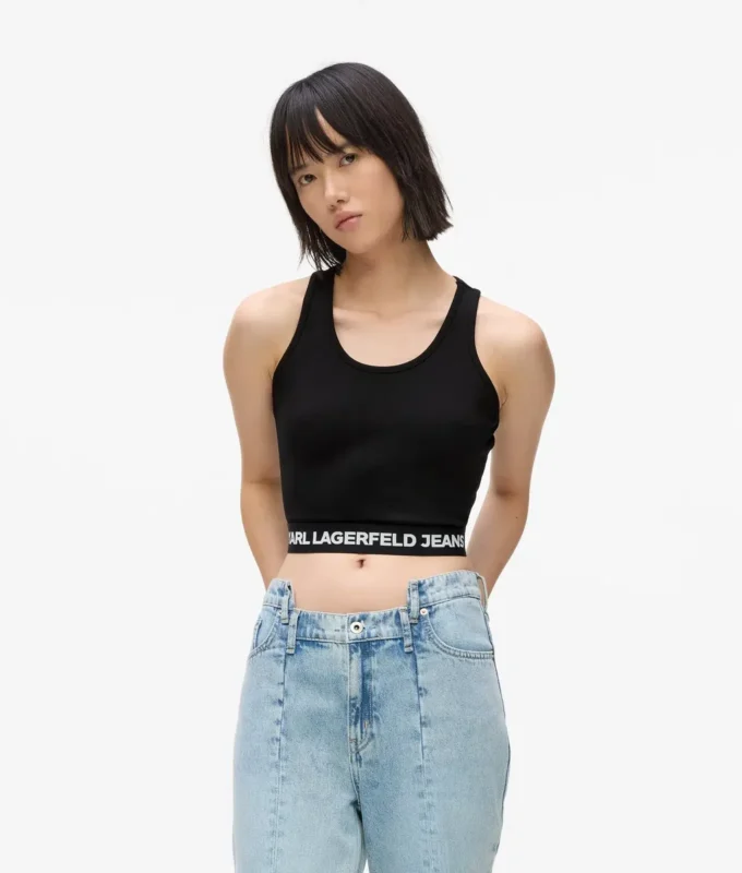 Camiseta sin mangas con cinta con logotipo
