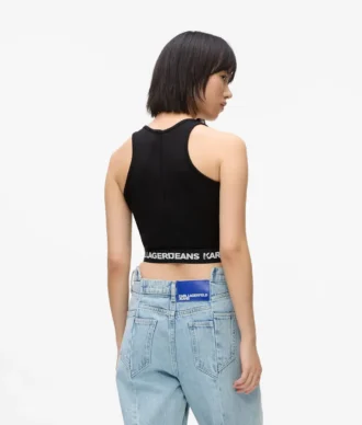 Camiseta sin mangas con cinta con logotipo