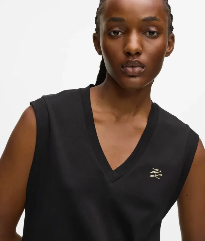 Camiseta sin mangas con cuello en V