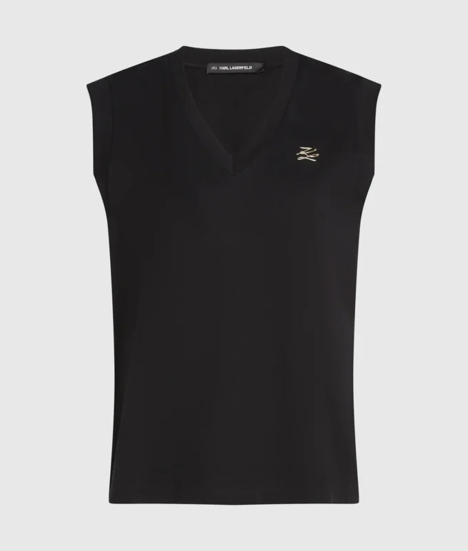 Camiseta sin mangas con cuello en V