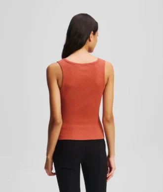 CAMISETA SIN MANGAS CON CUELLO EN V Y RIBETE