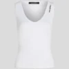 CAMISETA SIN MANGAS CON CUELLO EN V Y RIBETE
