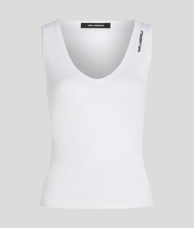 CAMISETA SIN MANGAS CON CUELLO EN V Y RIBETE
