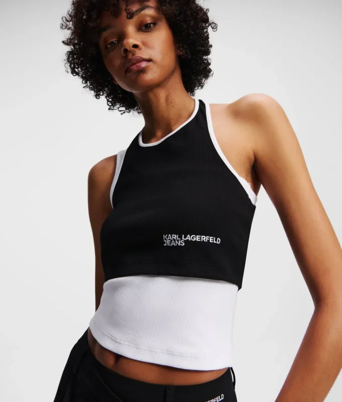 CAMISETA SIN MANGAS CON RIBETE EN CAPAS