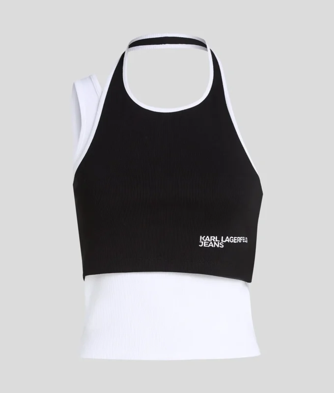 CAMISETA SIN MANGAS CON RIBETE EN CAPAS