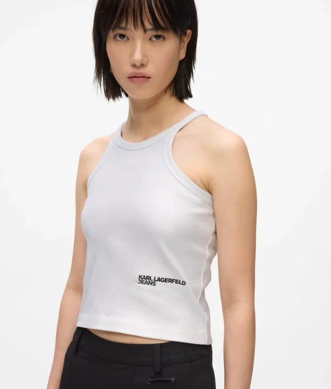 Camiseta sin mangas con ribete recubierto