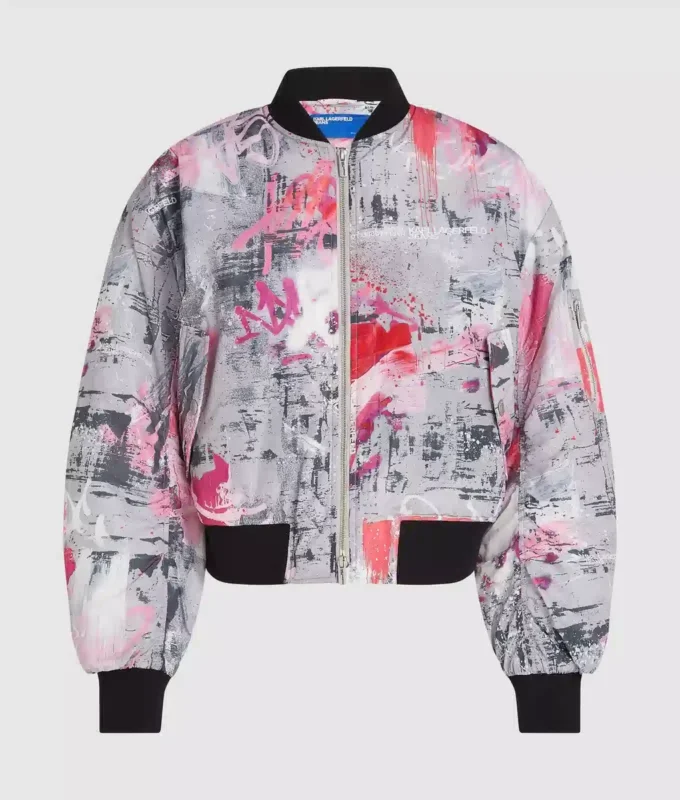 Cazadora bomber con estampado de pintura integral