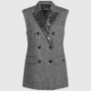 Chaleco de tweed con solapas de lentejuelas