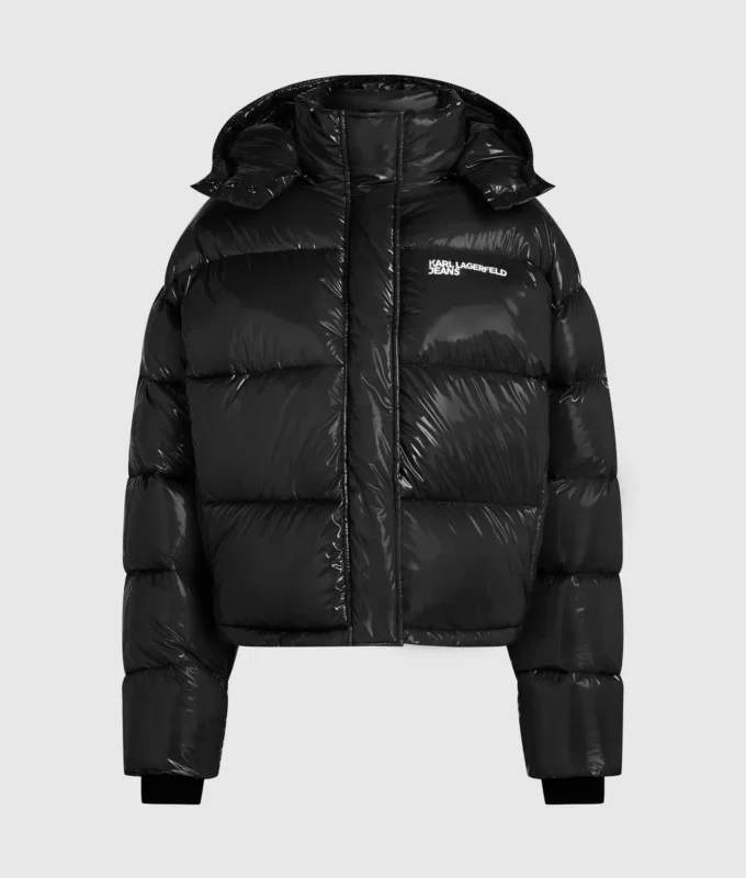 Chaqueta acolchada brillante y cuadrada