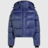Chaqueta acolchada brillante y cuadrada
