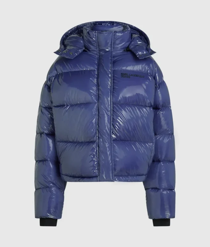 Chaqueta acolchada brillante y cuadrada