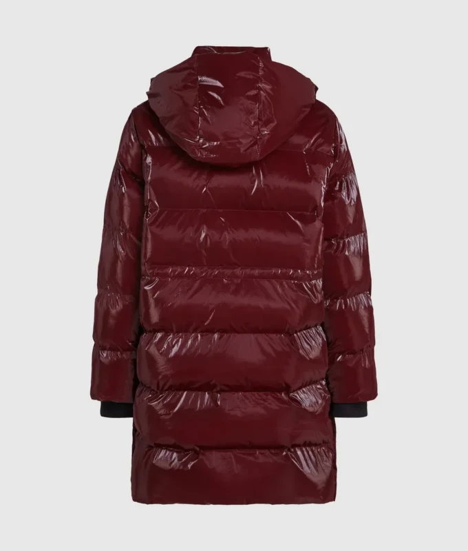 Chaqueta acolchada larga con acabado perlado