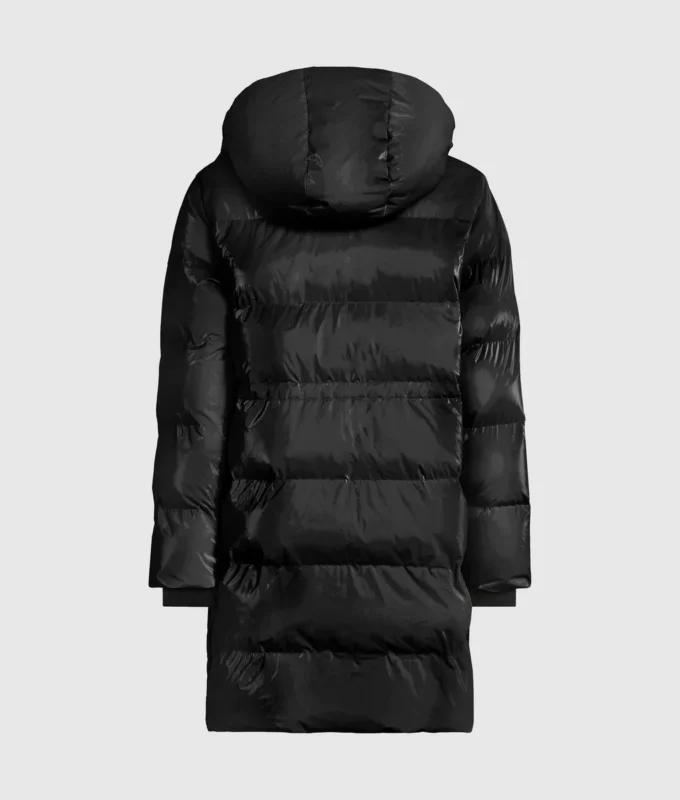 Chaqueta acolchada larga con acabado perlado