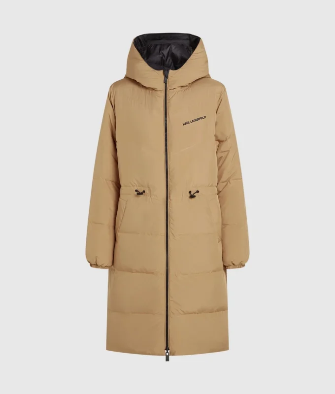 Chaqueta acolchada larga reversible
