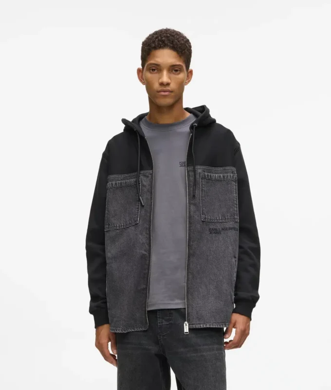 Chaqueta con paneles de denim