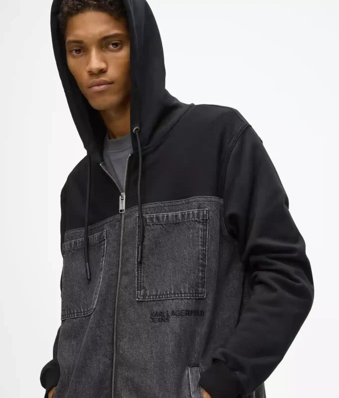 Chaqueta con paneles de denim