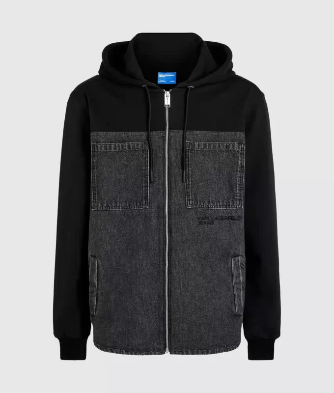 Chaqueta con paneles de denim