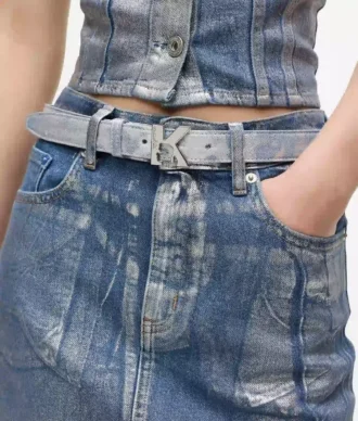 Cinturón de denim con logotipo K