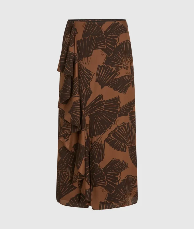 Falda con estampado de abanicos