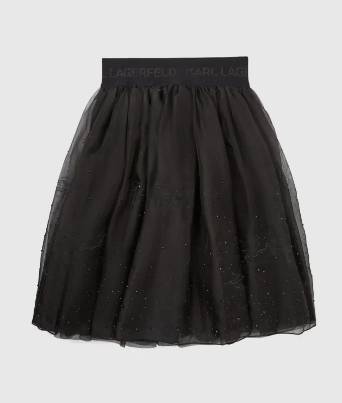 Falda de malla con pedrería para niña
