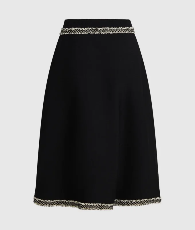 Falda de punto con detalle bouclé