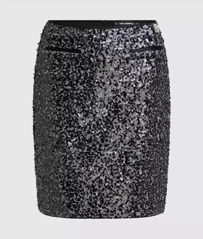 Falda de tweed con lentejuelas