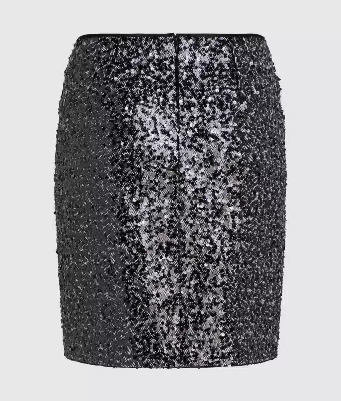 Falda de tweed con lentejuelas