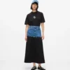 Falda larga con paneles de denim