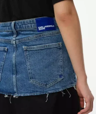 Falda larga con paneles de denim