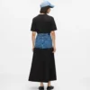 Falda larga con paneles de denim
