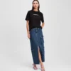 FALDA LARGA DE DENIM UTILITARIA