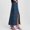 FALDA LARGA DE DENIM UTILITARIA