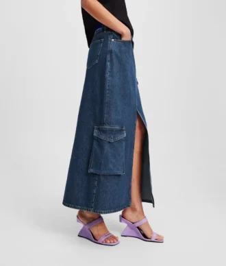 FALDA LARGA DE DENIM UTILITARIA