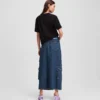 FALDA LARGA DE DENIM UTILITARIA