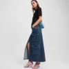 FALDA LARGA DE DENIM UTILITARIA