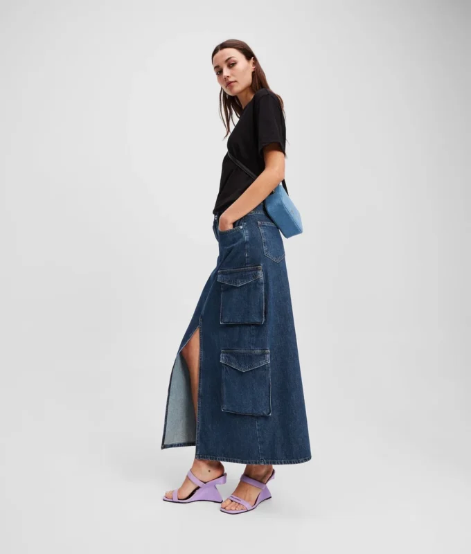 FALDA LARGA DE DENIM UTILITARIA