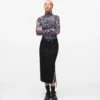 Falda midi de denim con cordones