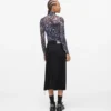 Falda midi de denim con cordones