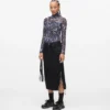 Falda midi de denim con cordones
