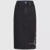 Falda midi de denim con cordones