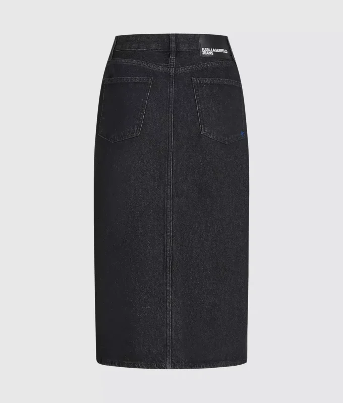 Falda midi de denim con cordones