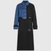 Gabardina con paneles de denim