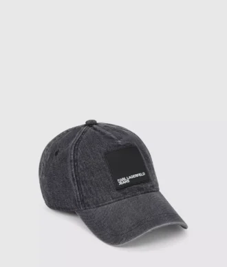 Gorra de denim con logotipo en forma de caja