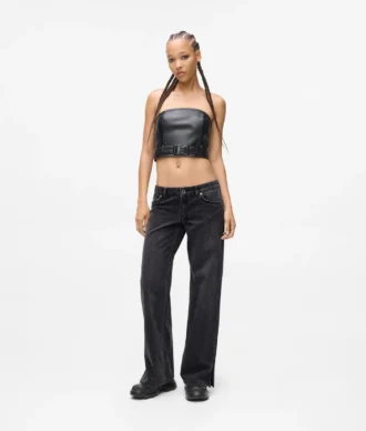 Jeans de talle bajo y pierna ancha