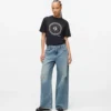Jeans de talle bajo y pierna ancha