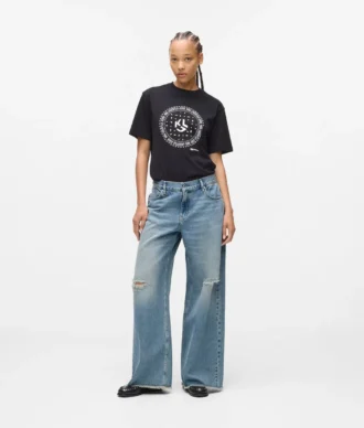 Jeans de talle bajo y pierna ancha