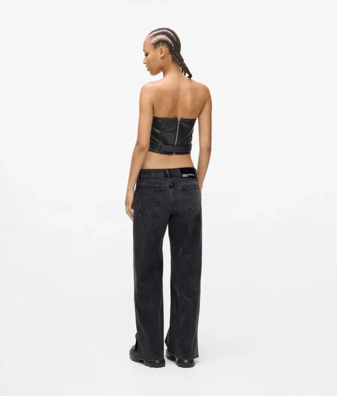 Jeans de talle bajo y pierna ancha