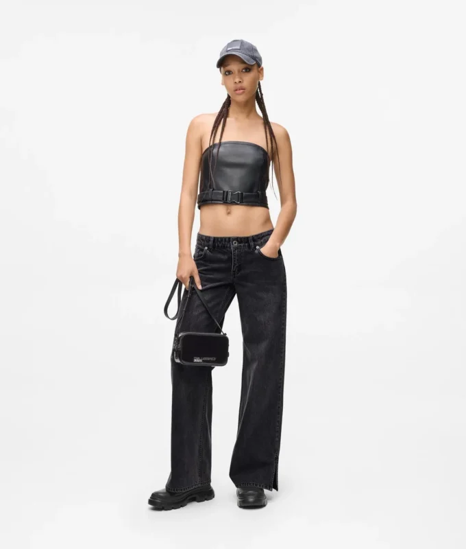 Jeans de talle bajo y pierna ancha