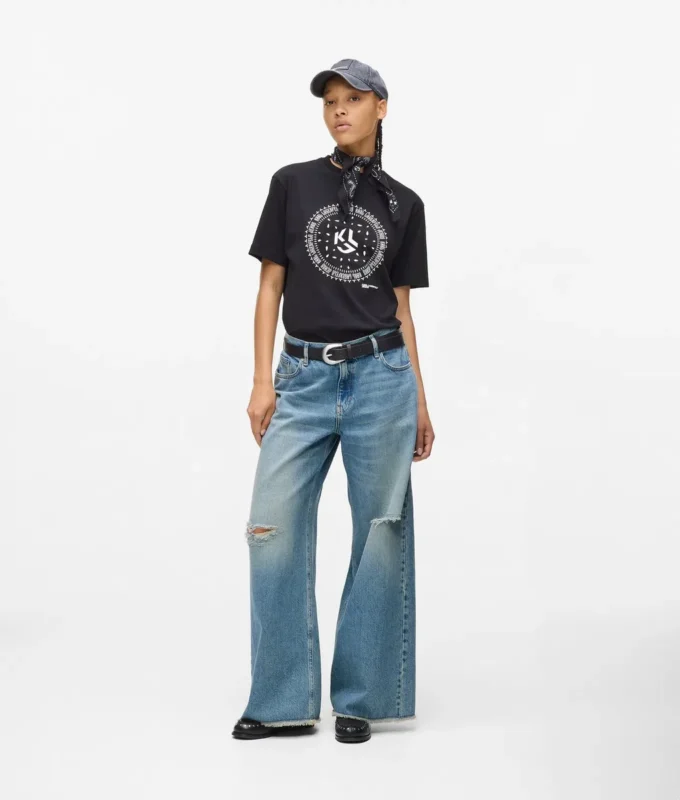 Jeans de talle bajo y pierna ancha